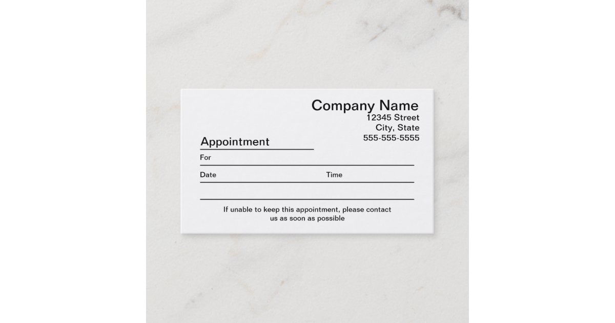 Appointment Reminder Business Card Zazzle