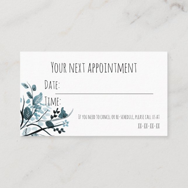 Appointment reminder business card (Back)