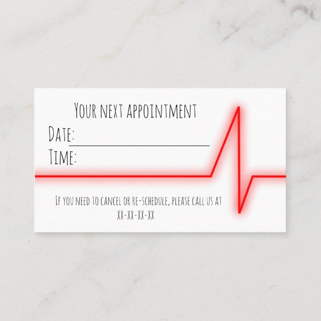 Appointment reminder business card (Back)
