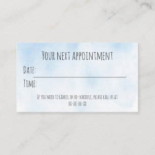 Appointment reminder business card