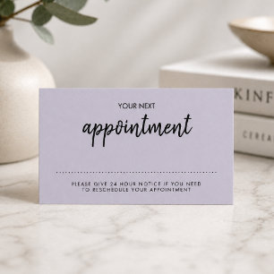 Appointment Reminder Card Modern Minimal Lilac