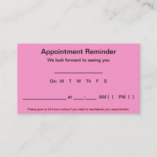 Appointment Reminder Cards (100 pack-Light Pink)