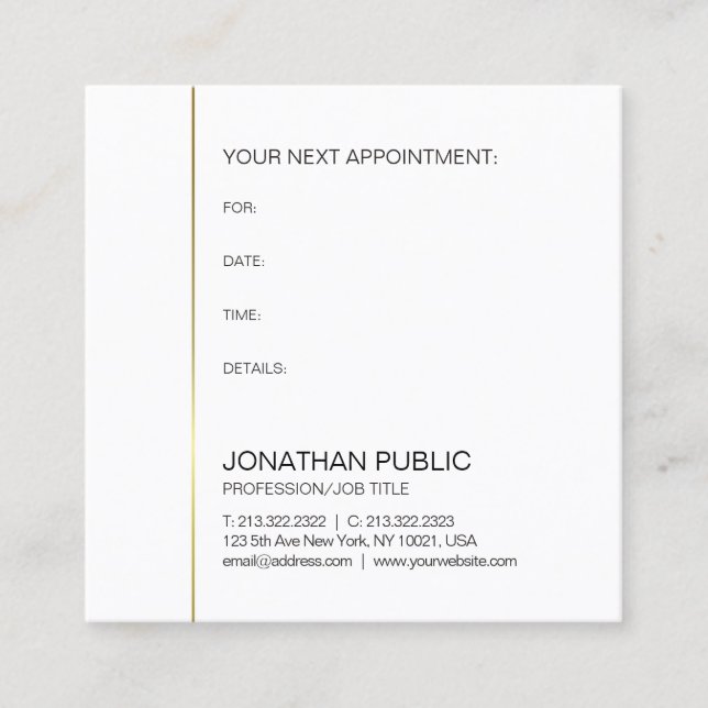 Appointment Reminder Doctor Dentist Gold Elegant Card (Front)