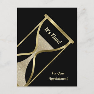 Appointment Reminder Glamourous Gold Hourglass Postcard