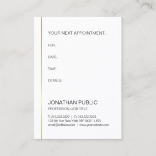 Appointment Reminder Gold Elegant Modern Plain Card
