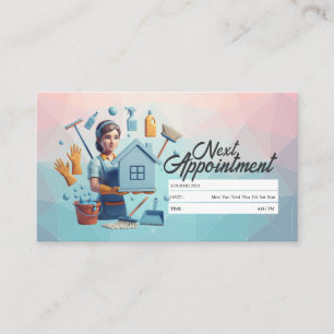 Appointment Reminder House Cleaning Housekeeping Business Card