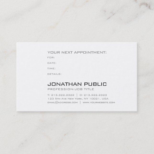 Appointment Reminder Modern Stylish Sleek Plain (Front)