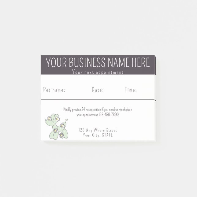Appointment reminder Pet grooming balloon dog Post-it Notes (Front)