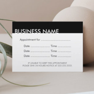 Appointment Reminder Plain Black & White Card