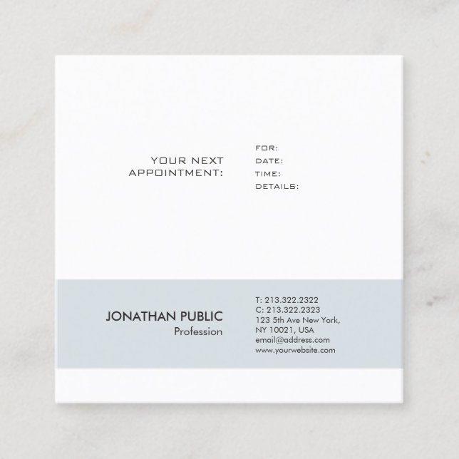 Appointment Reminder Professional Simple Plain Card (Front)