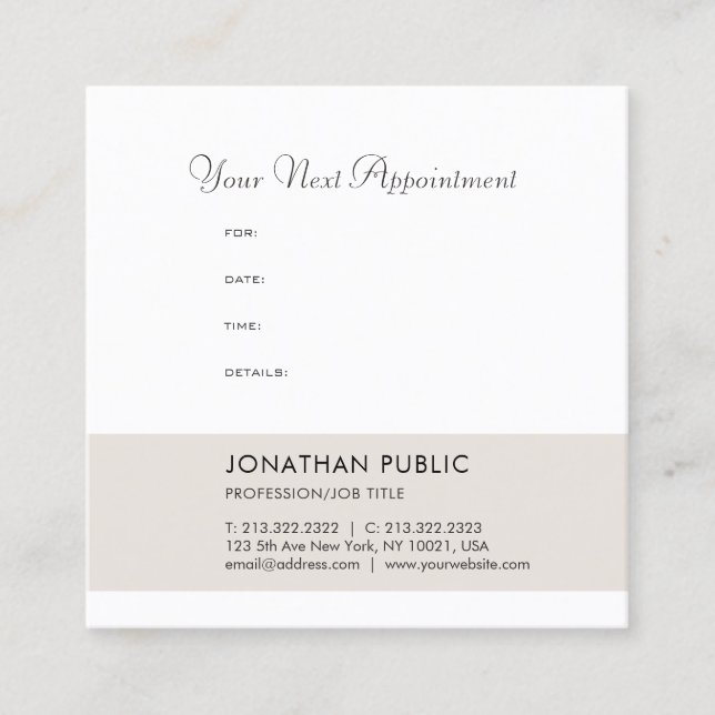 Appointment Reminder Therapist Doctor Dentist Top Card (Front)
