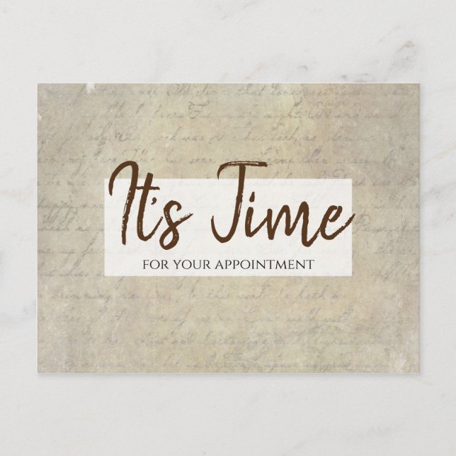 Appointment Reminder Vintage Handwritten Paper Postcard (Front)