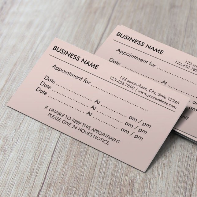 Appointment Simple Plain Blush Pink Reminder Card (Creator Uploaded)