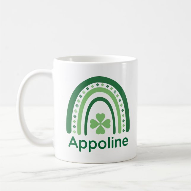  Appoline Name Clover Boho Rainbow Coffee Mug (Left)