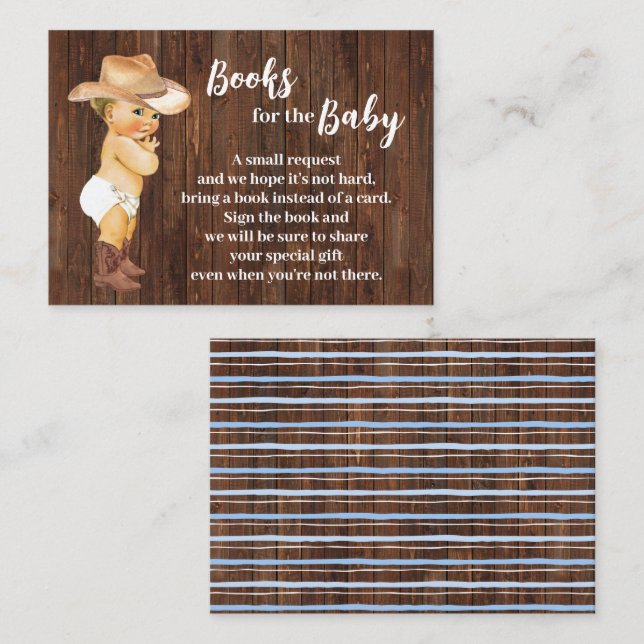 Apportez un livre Petit Cowboy Baby shower carte d (Devant / Derrière)