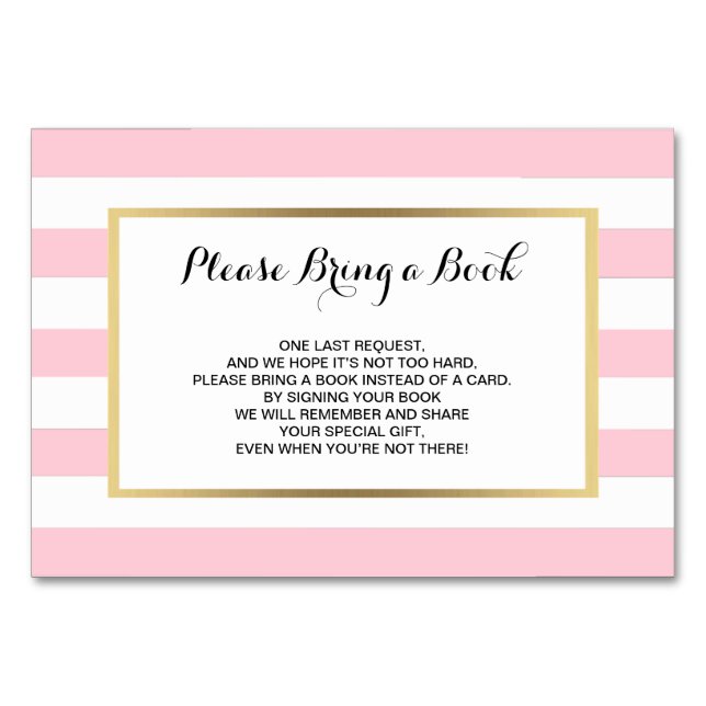 Apportez un livre - Stripes Pink GIRL Cartes Baby  (Devant)