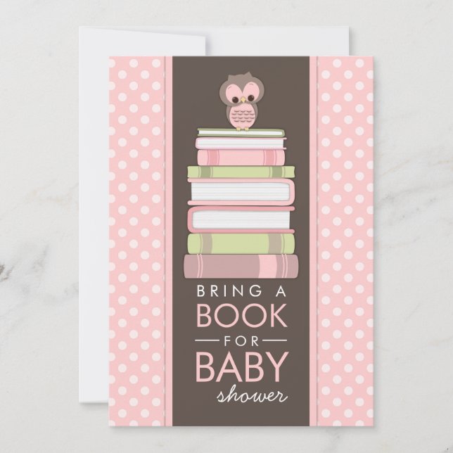 Apportez Un Livre Sweet Girl Owl Invitation Baby s (Devant)