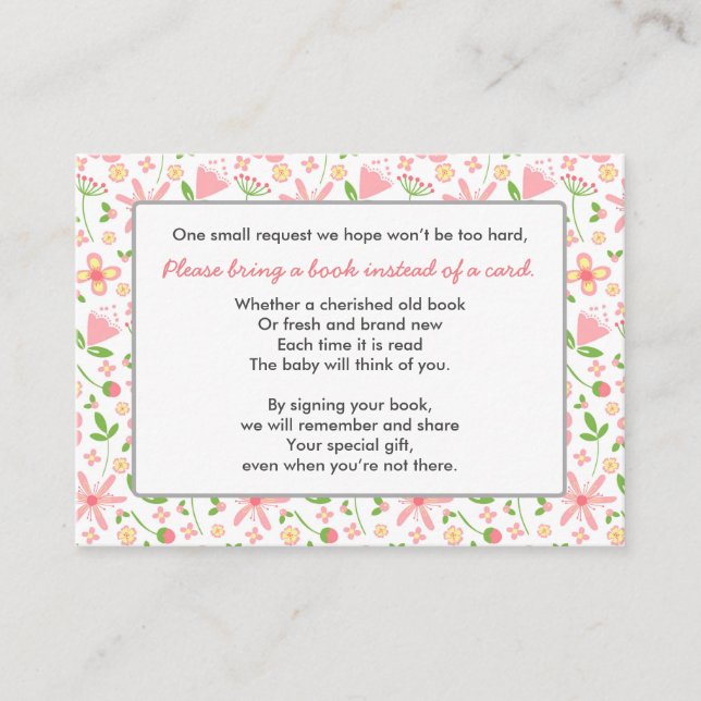 Apportez une carte d'insertion Baby shower livre r (Devant)