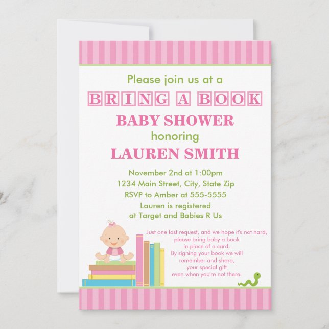 Apportez Une Invitation Baby shower Livre 5x7 Card (Devant)
