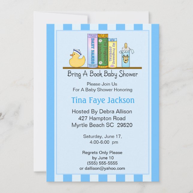 Apportez une invitation de Baby shower de livre (G (Devant)