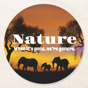 Appreciate Nature and Elephants Round Paper Coaster