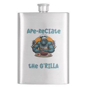 Appreciate The G'rilla Master BBQ Griller Fun Pun Hip Flask