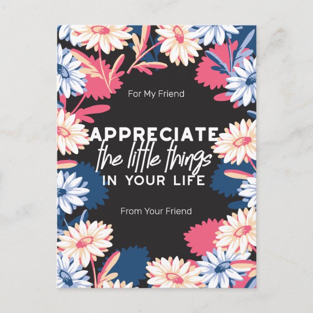 Appreciate the little things quotes postcard (Front)