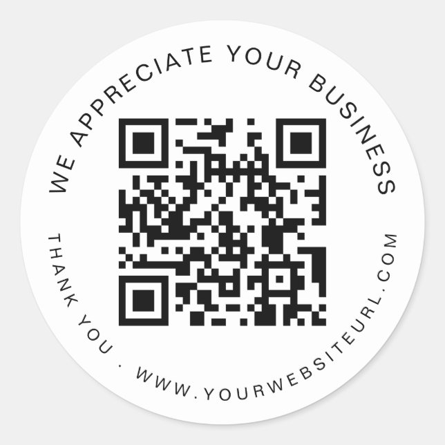Appreciate Your Business QR Code Thank You Name Classic Round Sticker (Front)