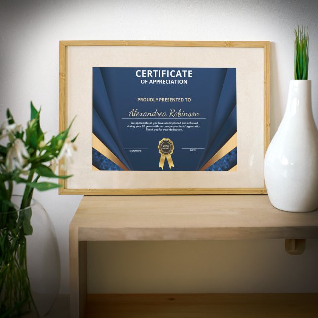 Appreciation Achievement Gold Blue Certificate  (Appreciation Achievement Gold Blue Certificate is great for those who work hard to get it. )