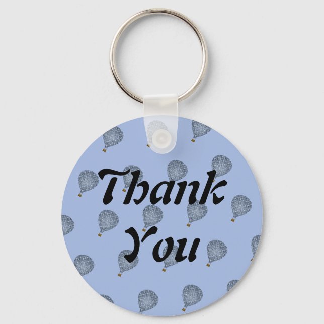 Appreciation Blue Mosaic Hot Air Balloon Thank You Keychain (Front)