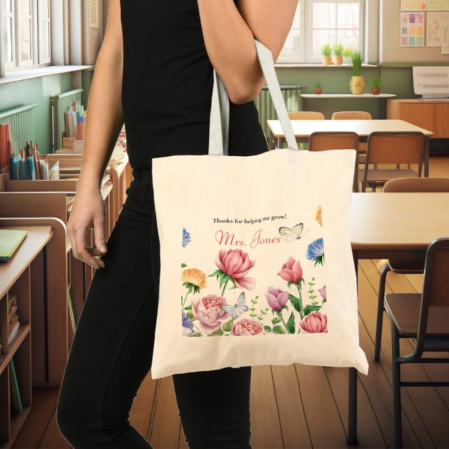 Appréciation de l'enseignant floral merci sac four (Créateur téléchargé)