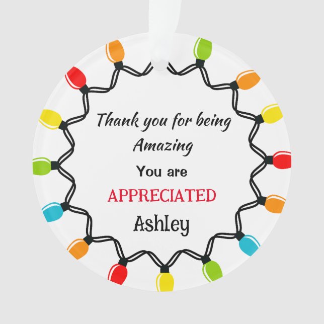 Appreciation Gift for Holiday Christmas Minimalist Ornament (Front)