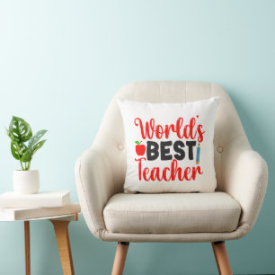 Appreciation Gift Worlds Best Teacher Throw Pillow
