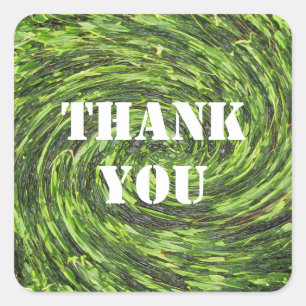 Appreciation Green Swirled Abstract Thank You Square Sticker