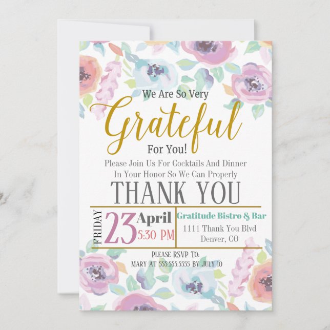 Appreciation Invitation, Grateful For Invitation (Front)