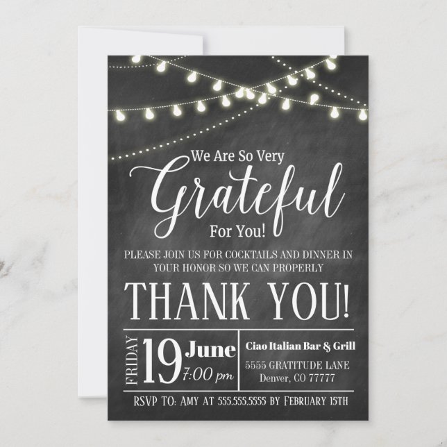 Appreciation Invitation, Grateful For Invitation (Front)