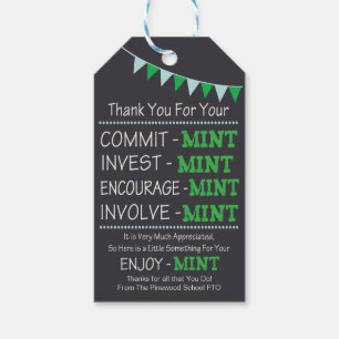 Appreciation Mint Thank You Gift Tag Favours
