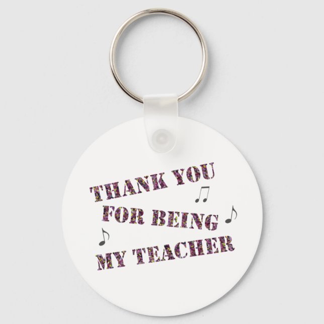 Appreciation Music Teacher Musical Notes Thank You Keychain (Front)
