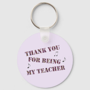 Appreciation Music Teacher Musical Notes Thank You Keychain