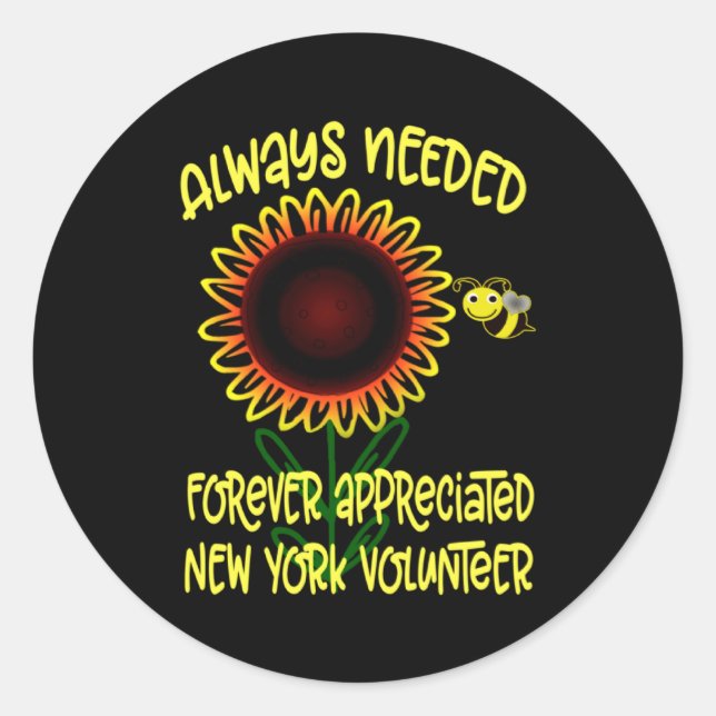 Appreciation New York Always Needed Volunteer Reco Classic Round Sticker (Front)