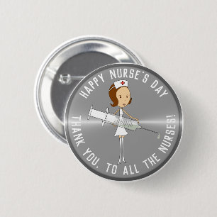 Appreciation Nurse's Day Silver  2 Inch Round Button