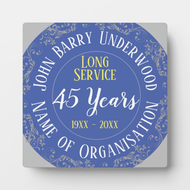 Appreciation of Long Service Award Plaque (Front)