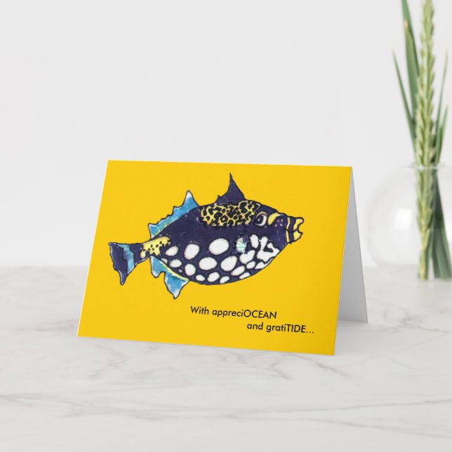 AppreciOCEAN GratiTIDE cartoon fish thank you card (Front)