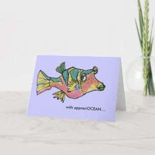 AppreciOCEAN rainbow cartoon fish thank you card