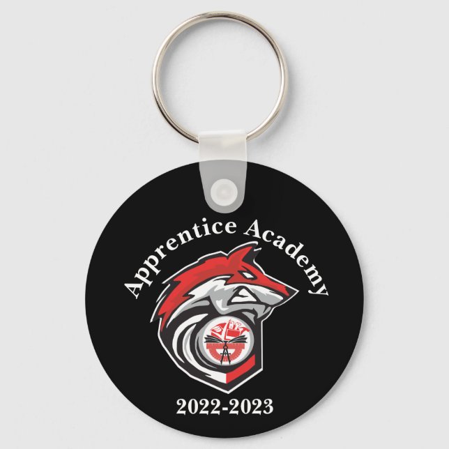 Apprentice Academy Red Wolf Personalized Round Keychain (Front)