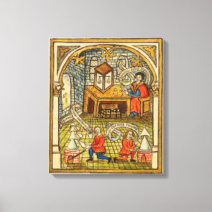 Apprentices in a Medieval Laboratory Canvas Print