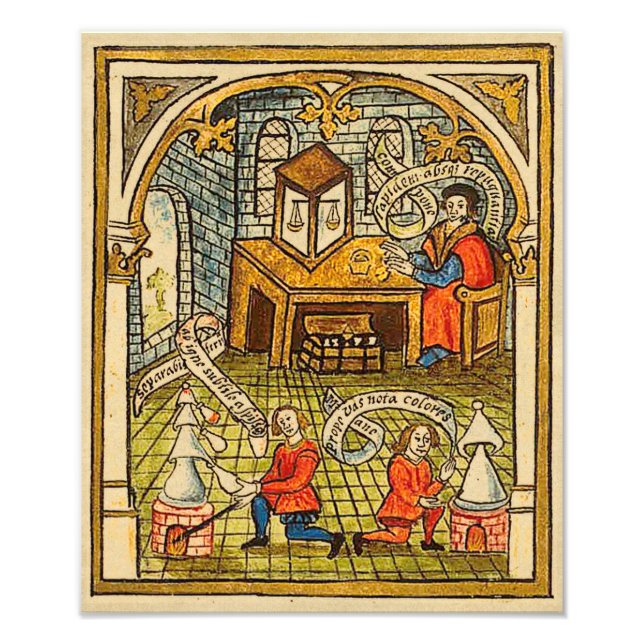 Apprentices in a Medieval Laboratory Photo Print (Front)