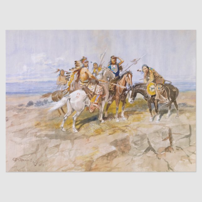 Approach of the White Men by C. M. Russell Tissue Paper (Front)