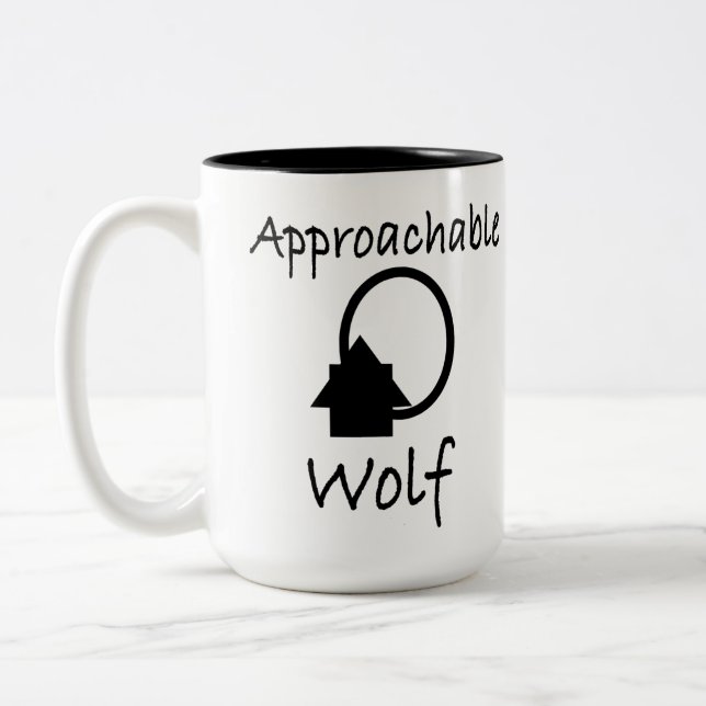 "Approachable Wolf"  Art by J.H.Thornton  Two-Tone Coffee Mug (Left)