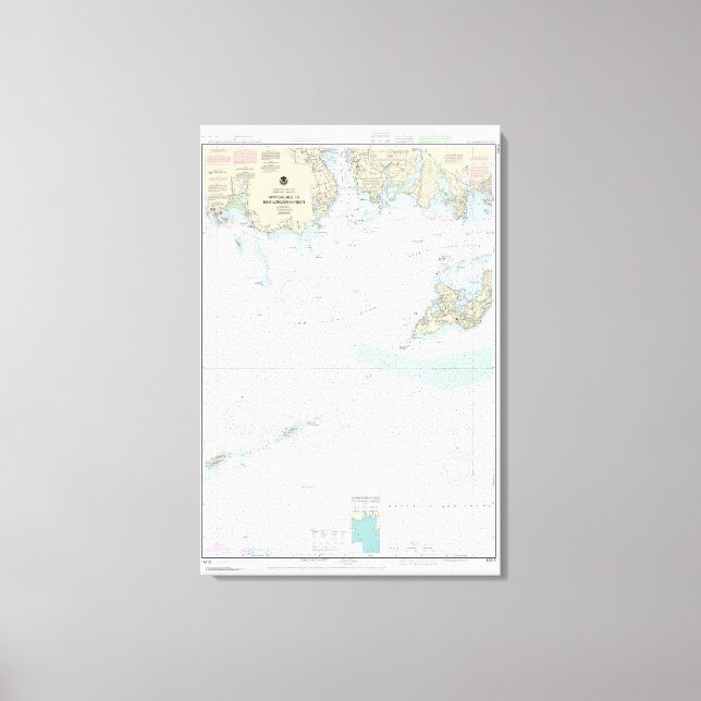 Approaches to New London Harbour Nautical Chart Canvas Print (Front)